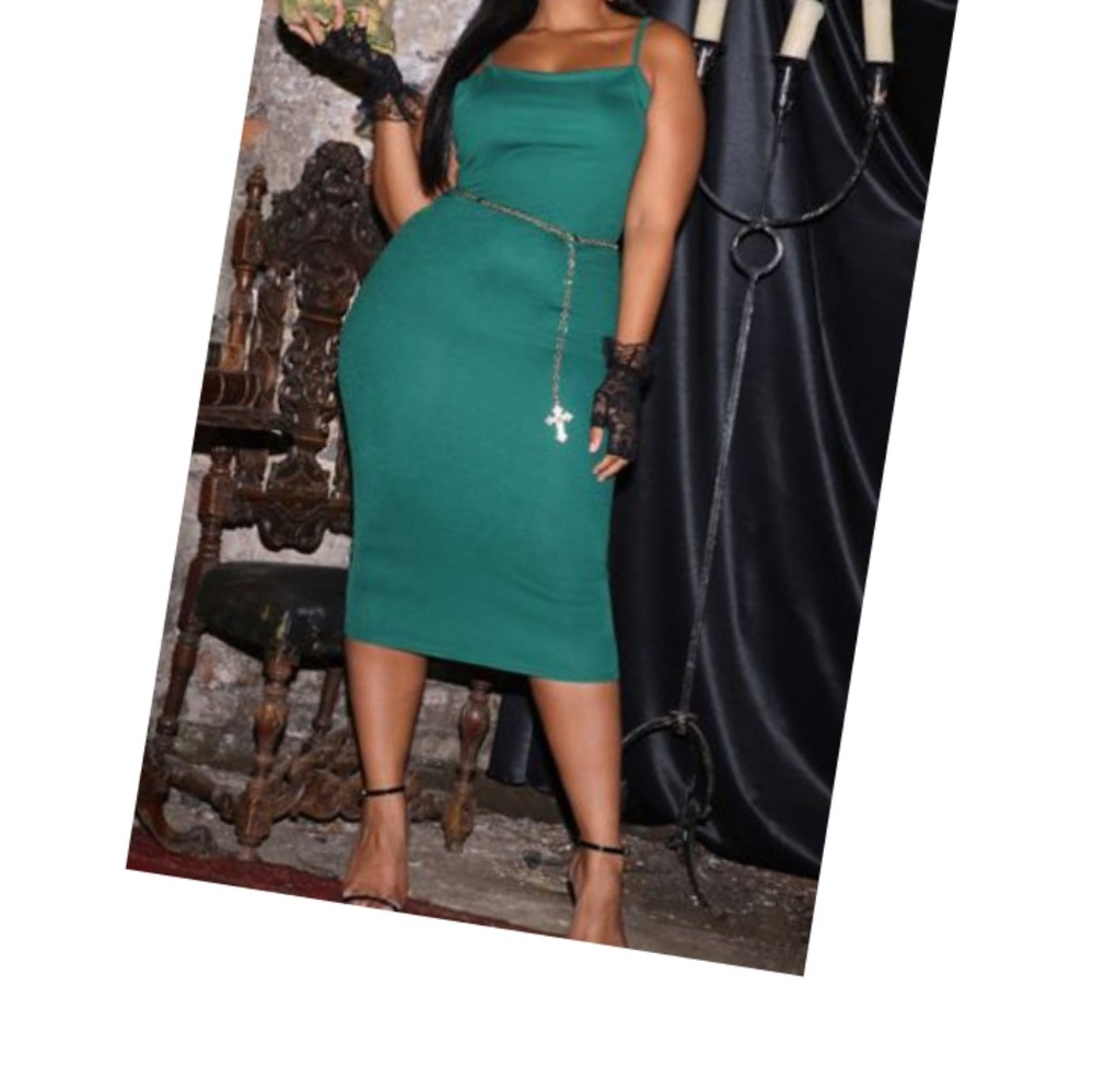 Prom Emerald Green Strappy Midi dress